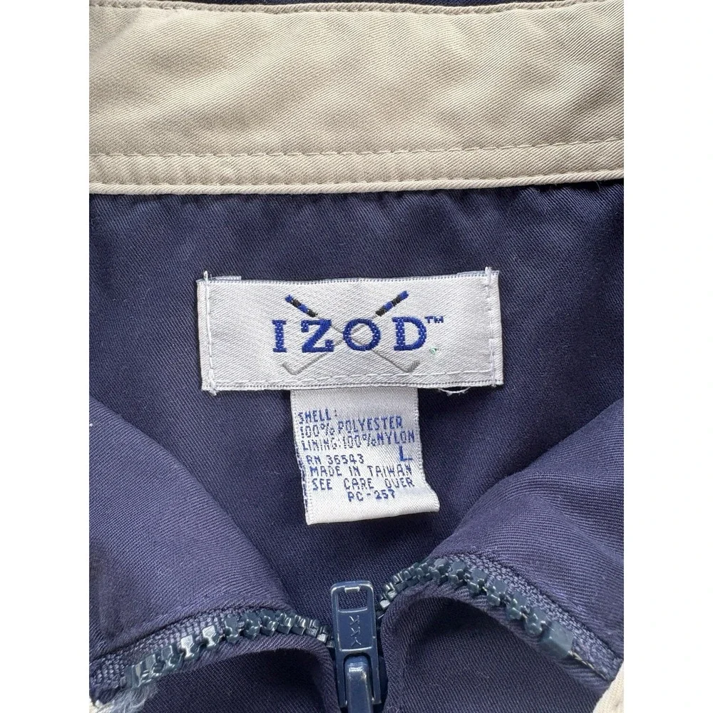 Vintage Izod Golf Navy Jacket Size Large Zip Up Long Sleeve Pockets Lined